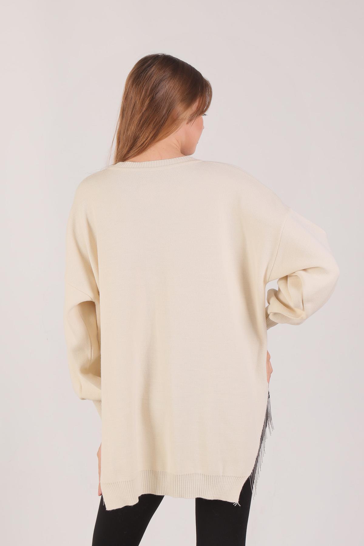 Yan Zincirli Tunik 2260 Ekru - 2