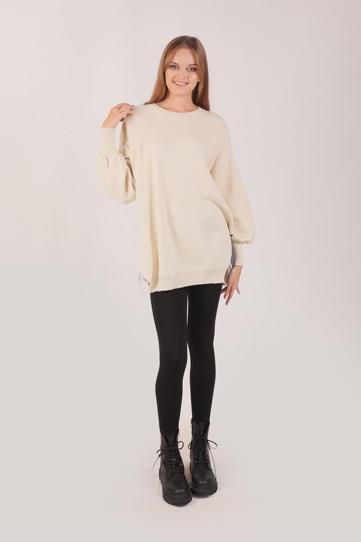 Yan Zincirli Tunik 2260 Ekru - 3