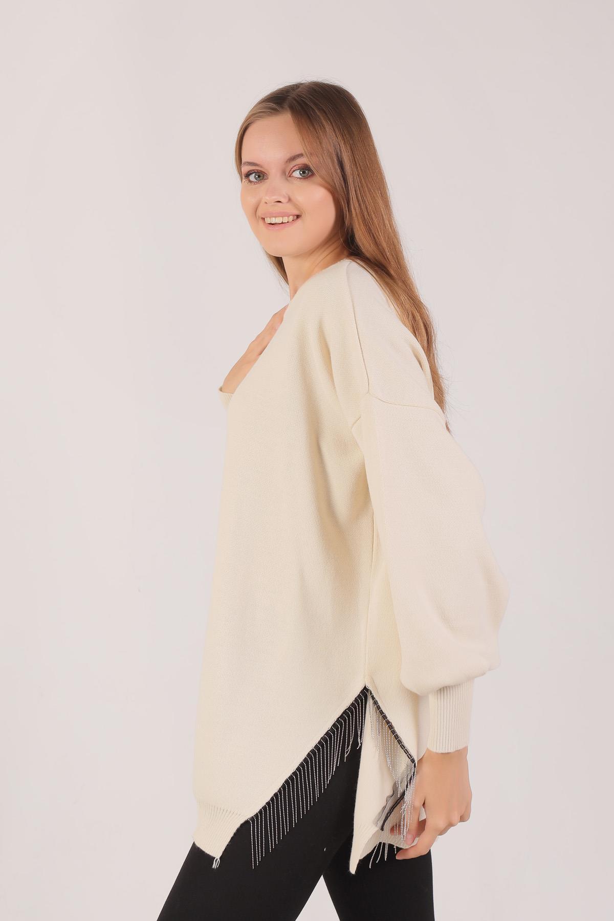 Yan Zincirli Tunik 2260 Ekru - 4