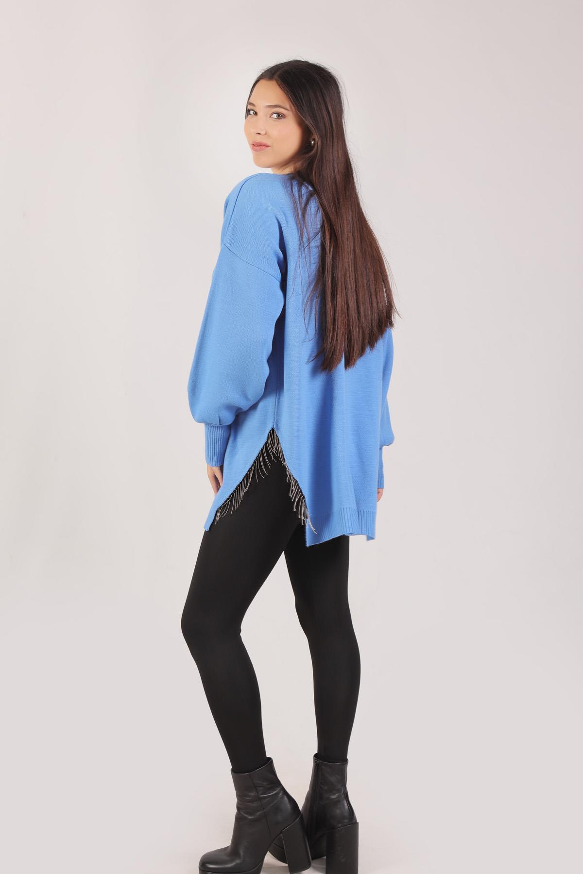 Yan Zincirli Tunik 2260 Mavi - 2