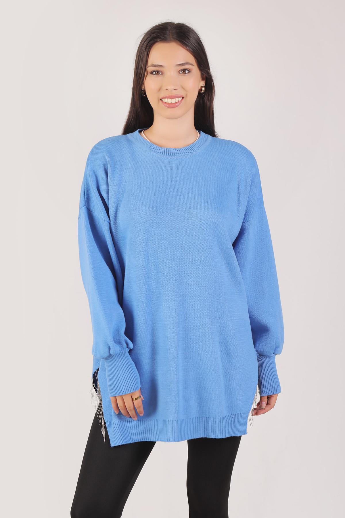 2260 Yan Zincirli Tunik Mavi - 1