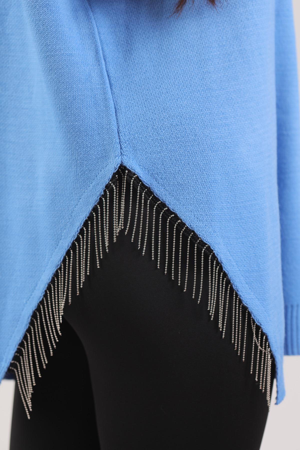 2260 Yan Zincirli Tunik Mavi - 4