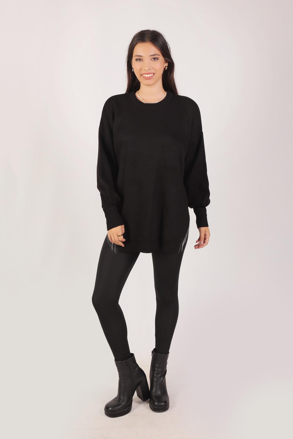 Siyah Yan Zincirli Tunik 2260 - 2