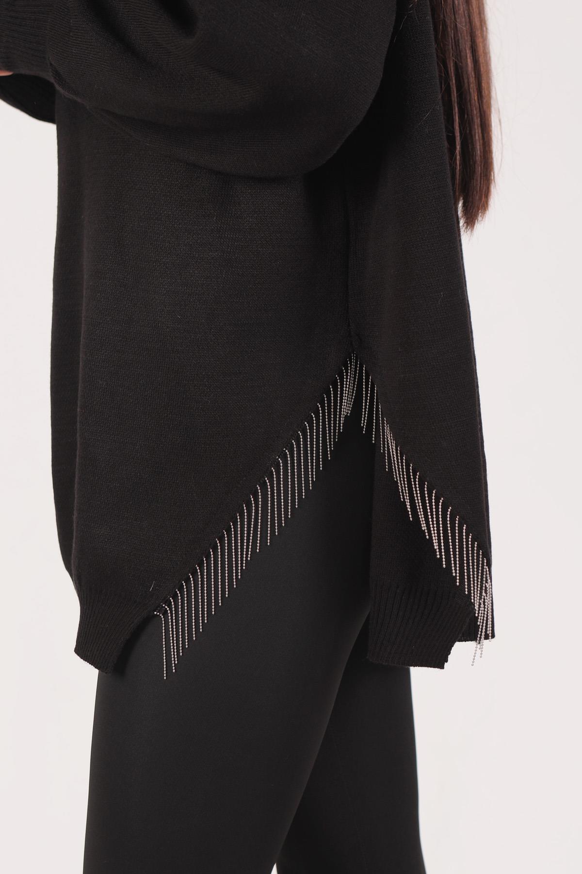 Siyah Yan Zincirli Tunik 2260 - 3