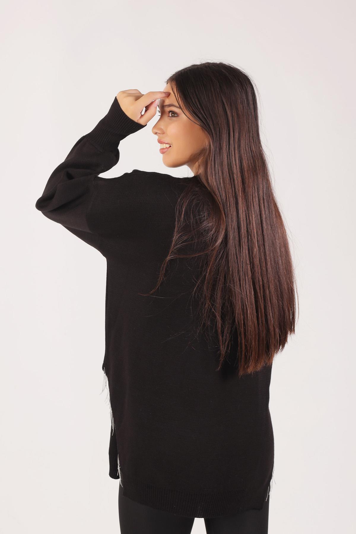 Siyah Yan Zincirli Tunik 2260 - 4