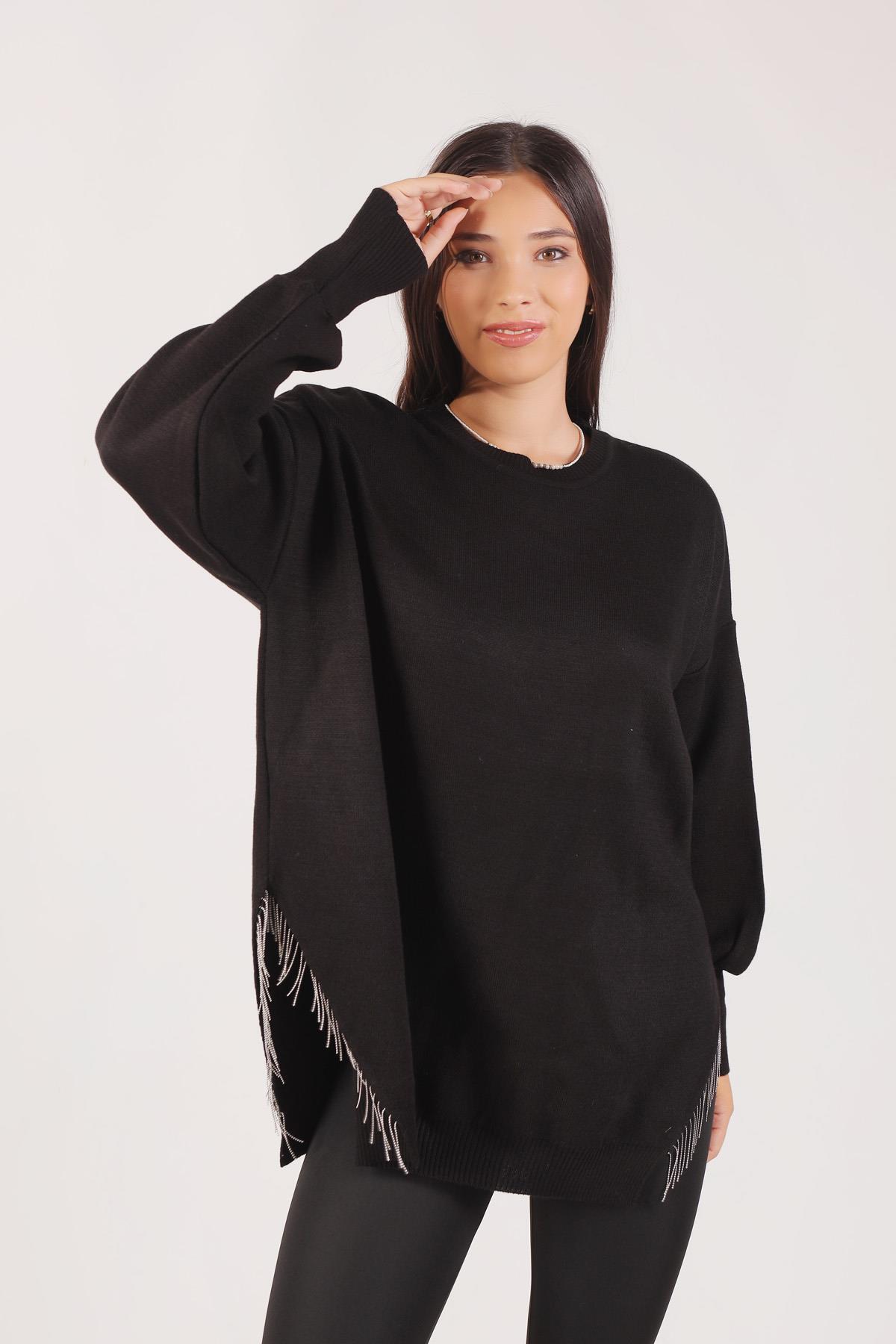 Siyah Yan Zincirli Tunik 2260 - 1