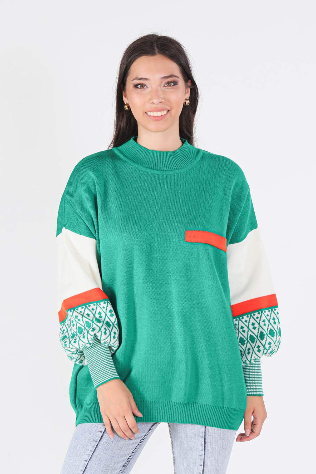 2266 Kol Desenli Kazak Benetton Yeşili 