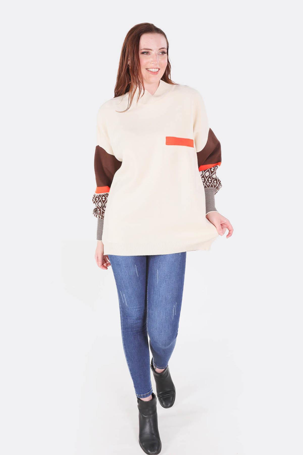 Ekru Kol Desenli Kazak 2266 - 2