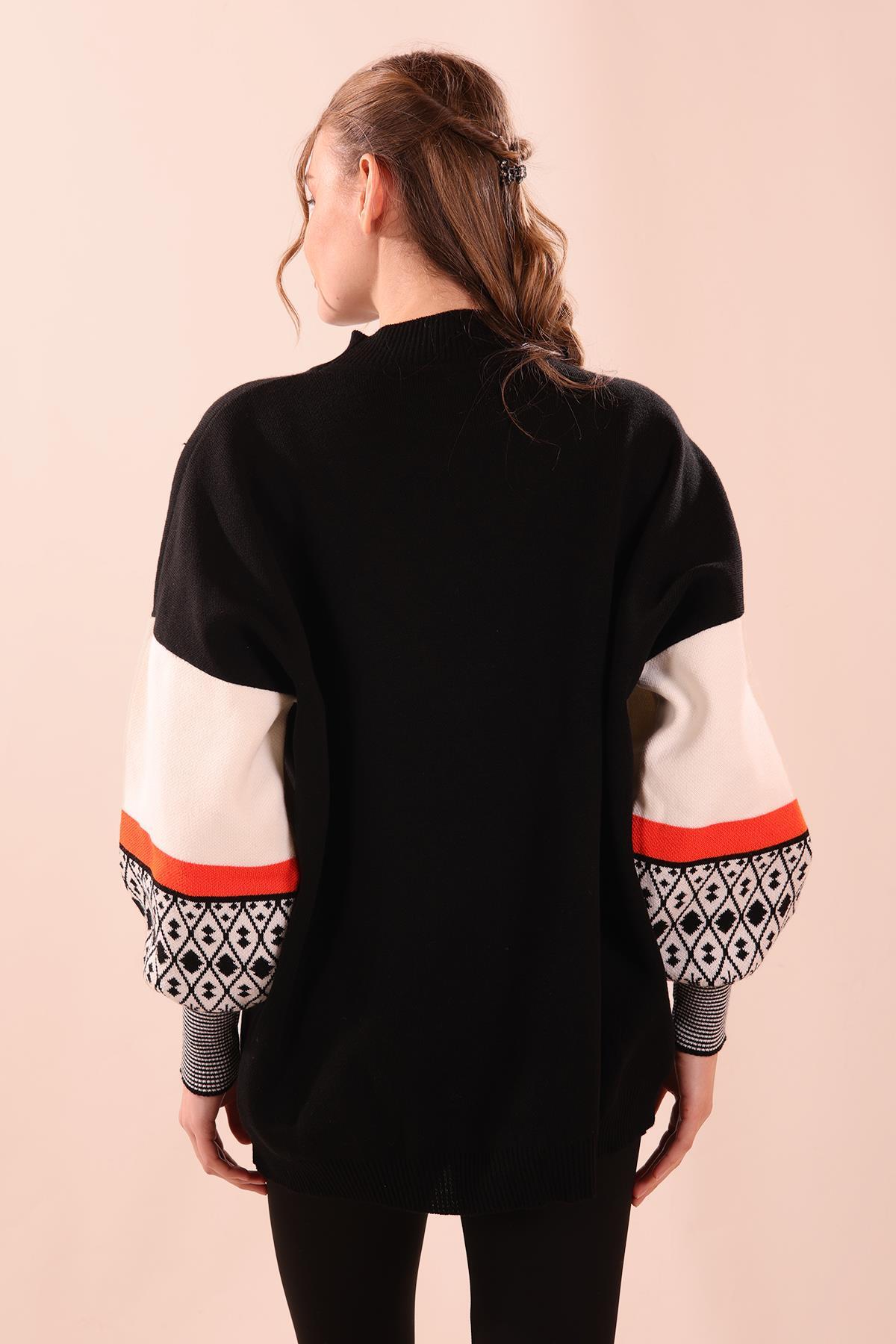 Siyah Kol Desenli Kazak 2266 - 5