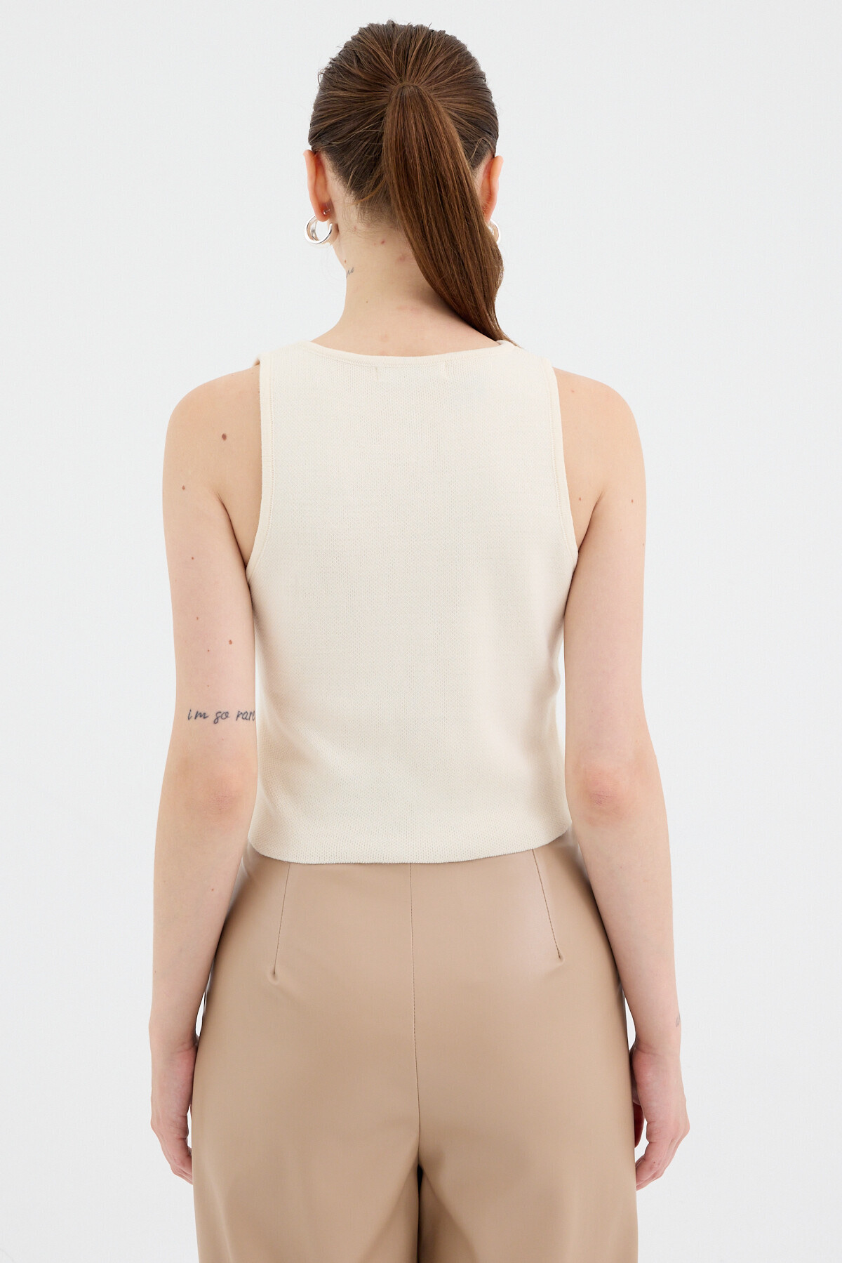 Natural Düğmeli Triko Kadın Yelek 2275 - 5