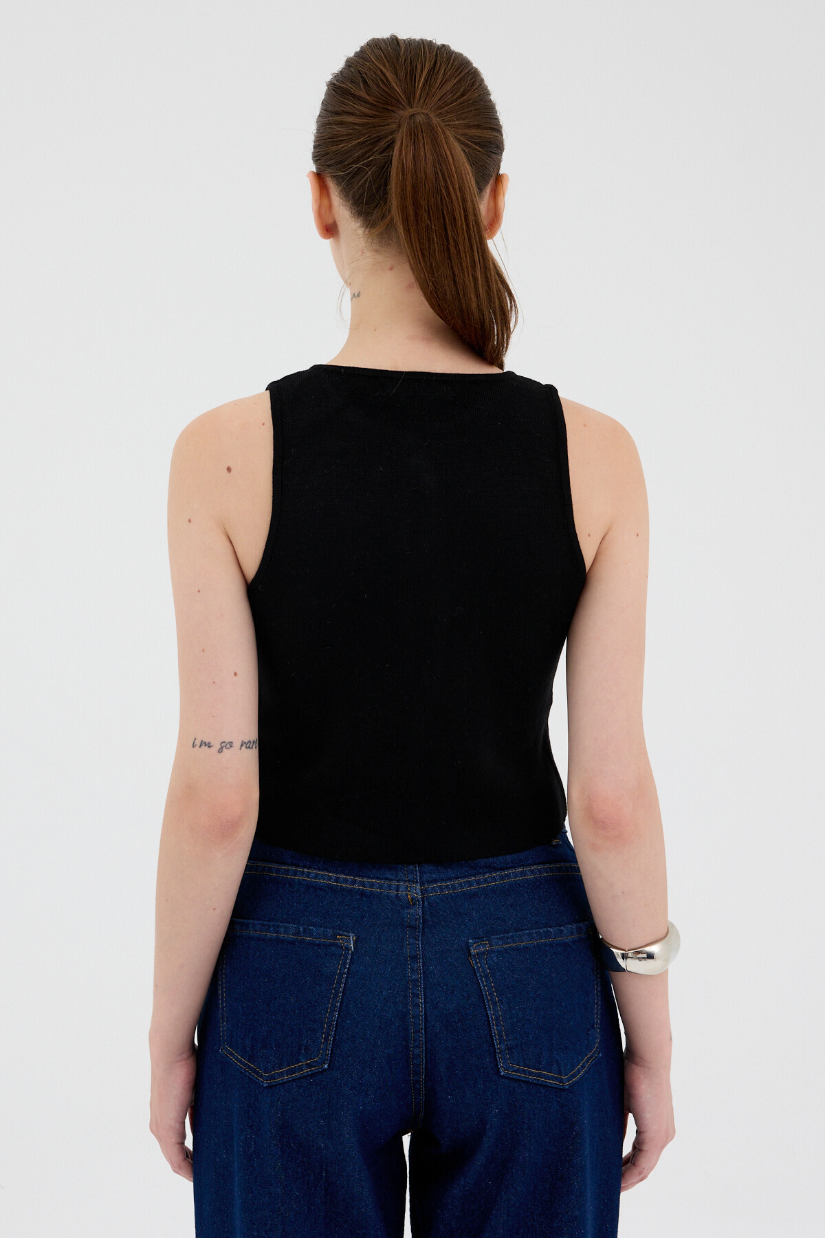 Siyah Düğmeli Triko Kadın Yelek 2275 - 5