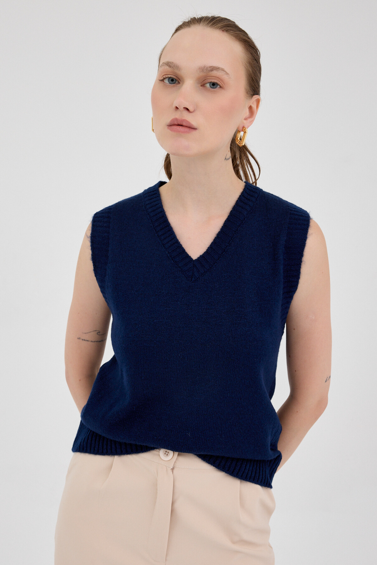 Laci Oversize V Yaka Kadın Süveter 2292 