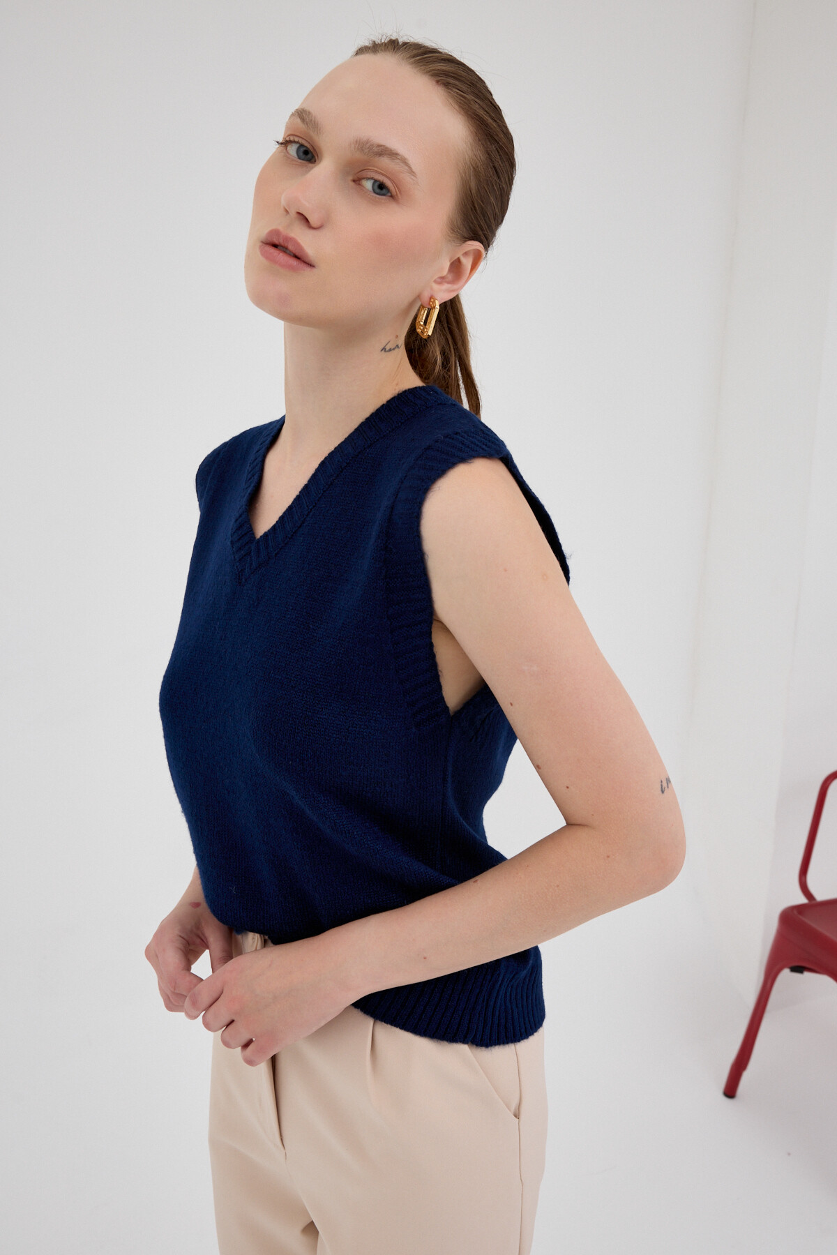 Laci Oversize V Yaka Kadın Süveter 2292 - 2