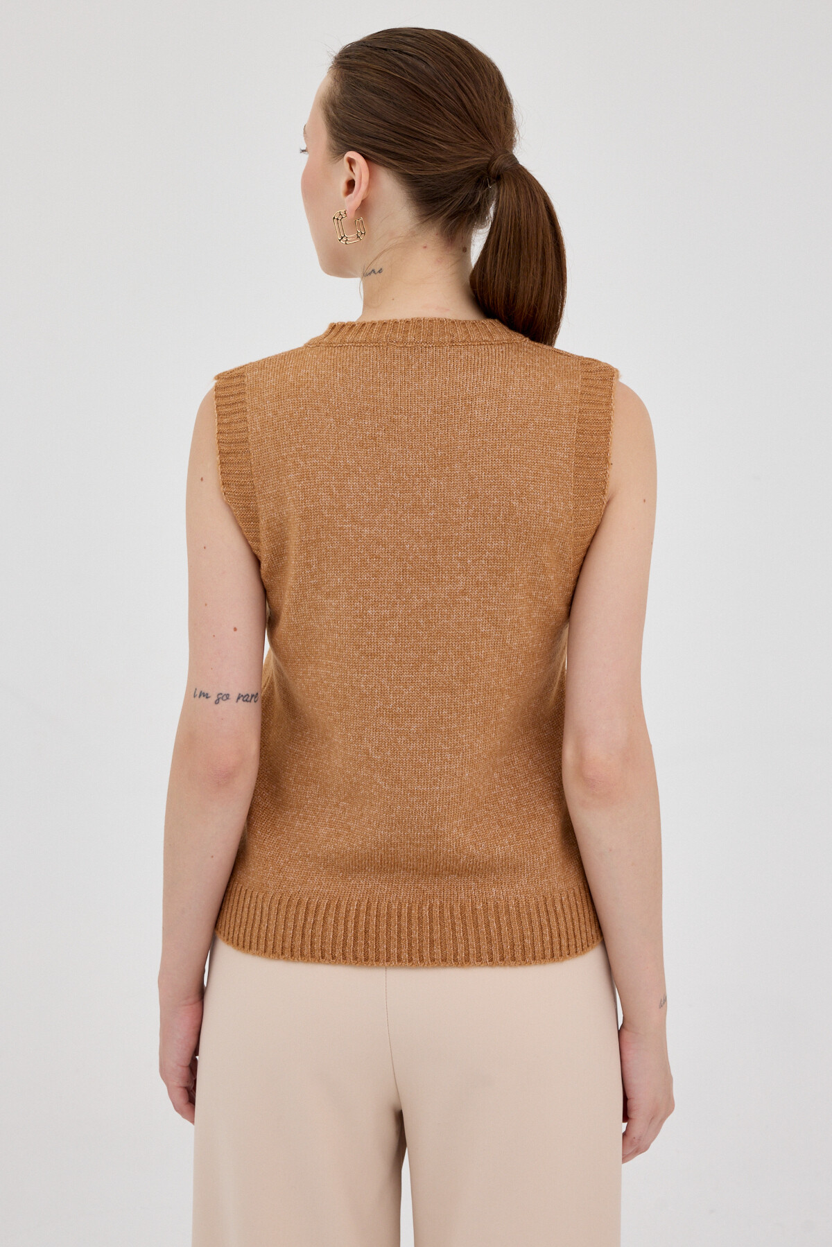 Taba Oversize V Yaka Kadın Süveter 2292 - 5