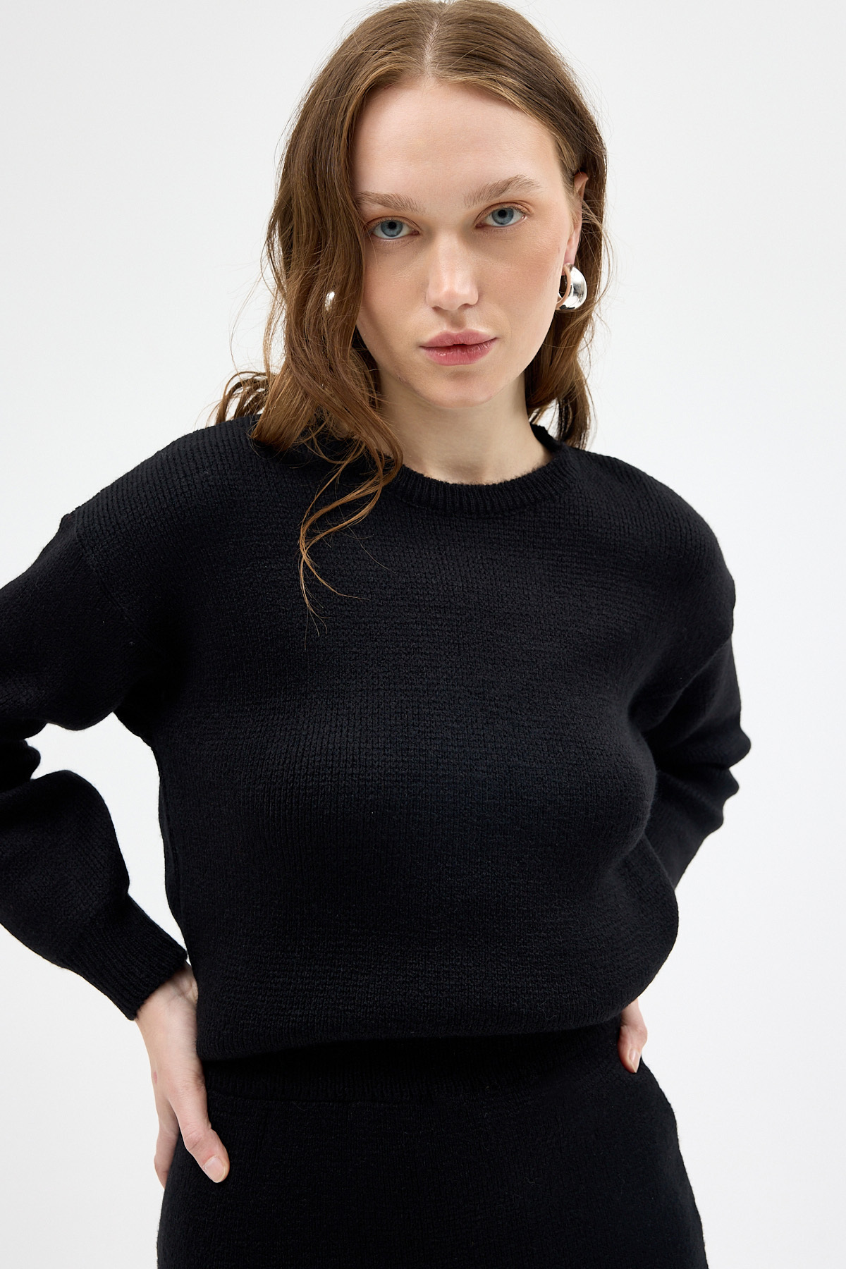 Siyah Bisiklet Yaka Triko Kazak Etek Takımı 2294 - RAYS