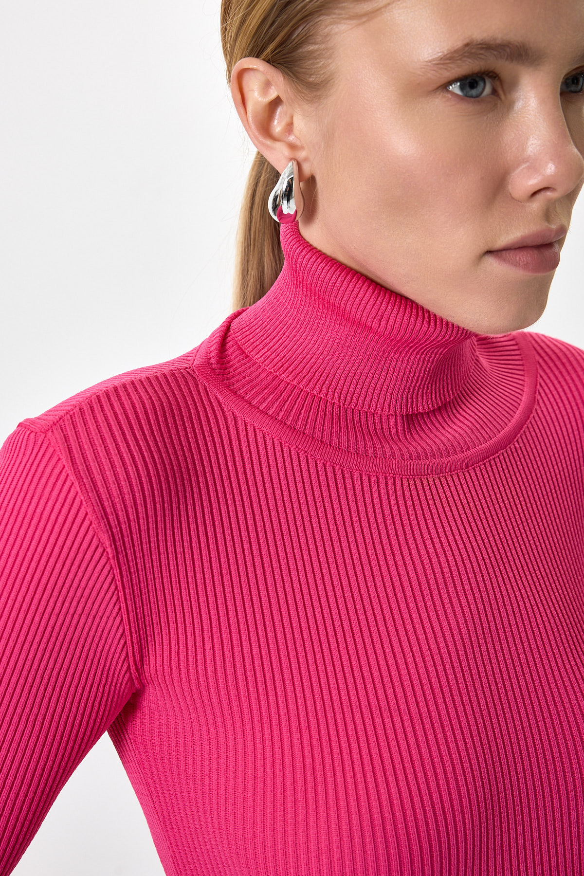 Fuşya Fitilli Balıkçı Yaka Uzun Kollu Bluz 2302 - RAYS