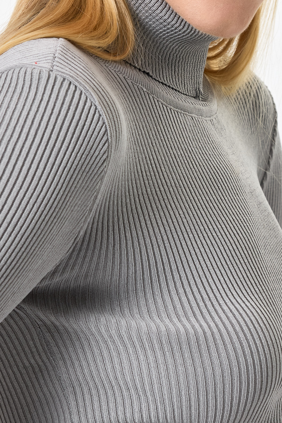 Gri Fitilli Balıkçı Yaka Uzun Kollu Bluz 2302 - 4