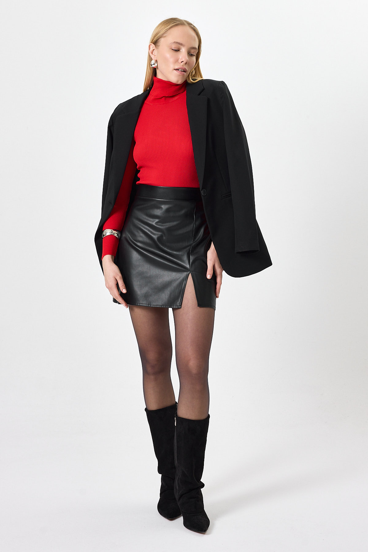 Kırmızı Fitilli Balıkçı Yaka Uzun Kollu Bluz 2302 - 8