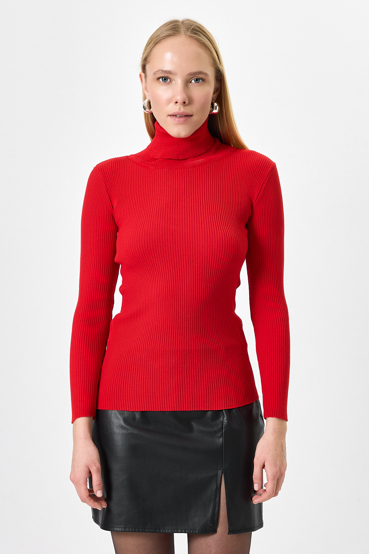 Kırmızı Fitilli Balıkçı Yaka Uzun Kollu Bluz 2302 - 2