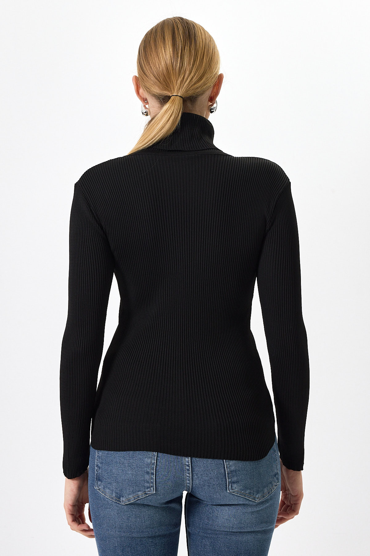 Siyah Fitilli Balıkçı Yaka Uzun Kollu Bluz 2302 - 5