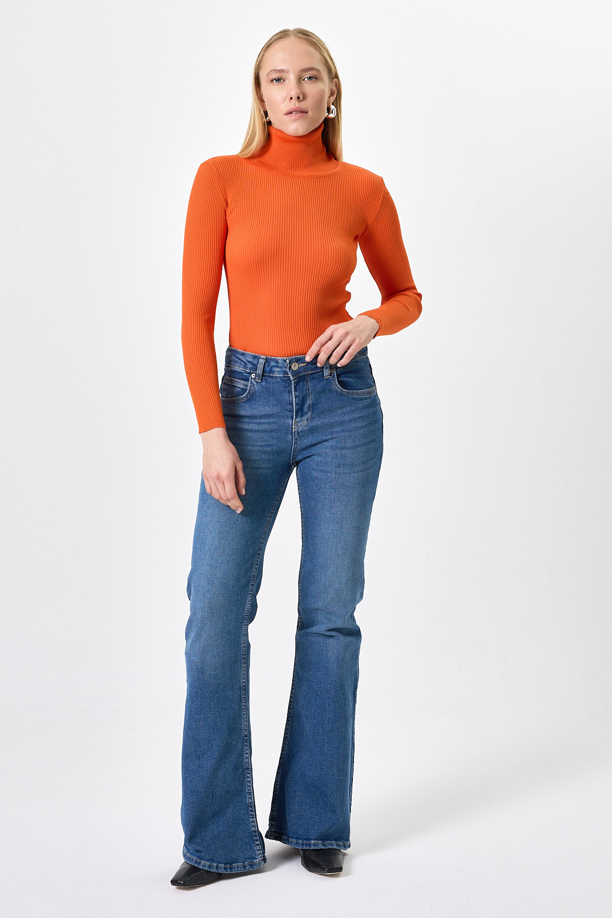 Tarçın Fitilli Balıkçı Yaka Uzun Kollu Bluz 2302 - 3