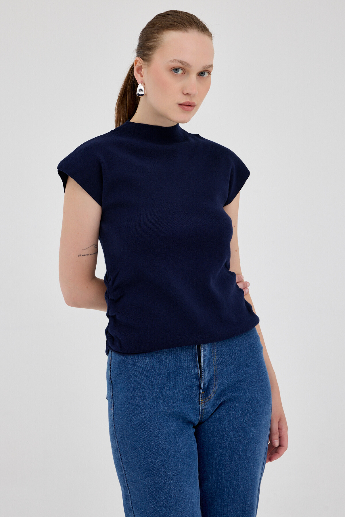 Laci Yanları Büzgülü Triko Bluz 2306 - 1
