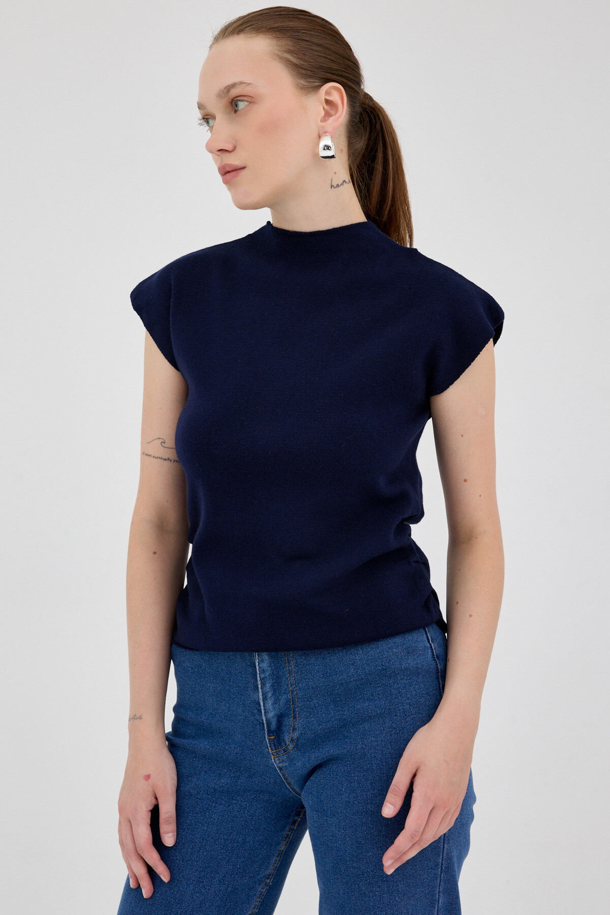 Laci Yanları Büzgülü Triko Bluz 2306 - 2