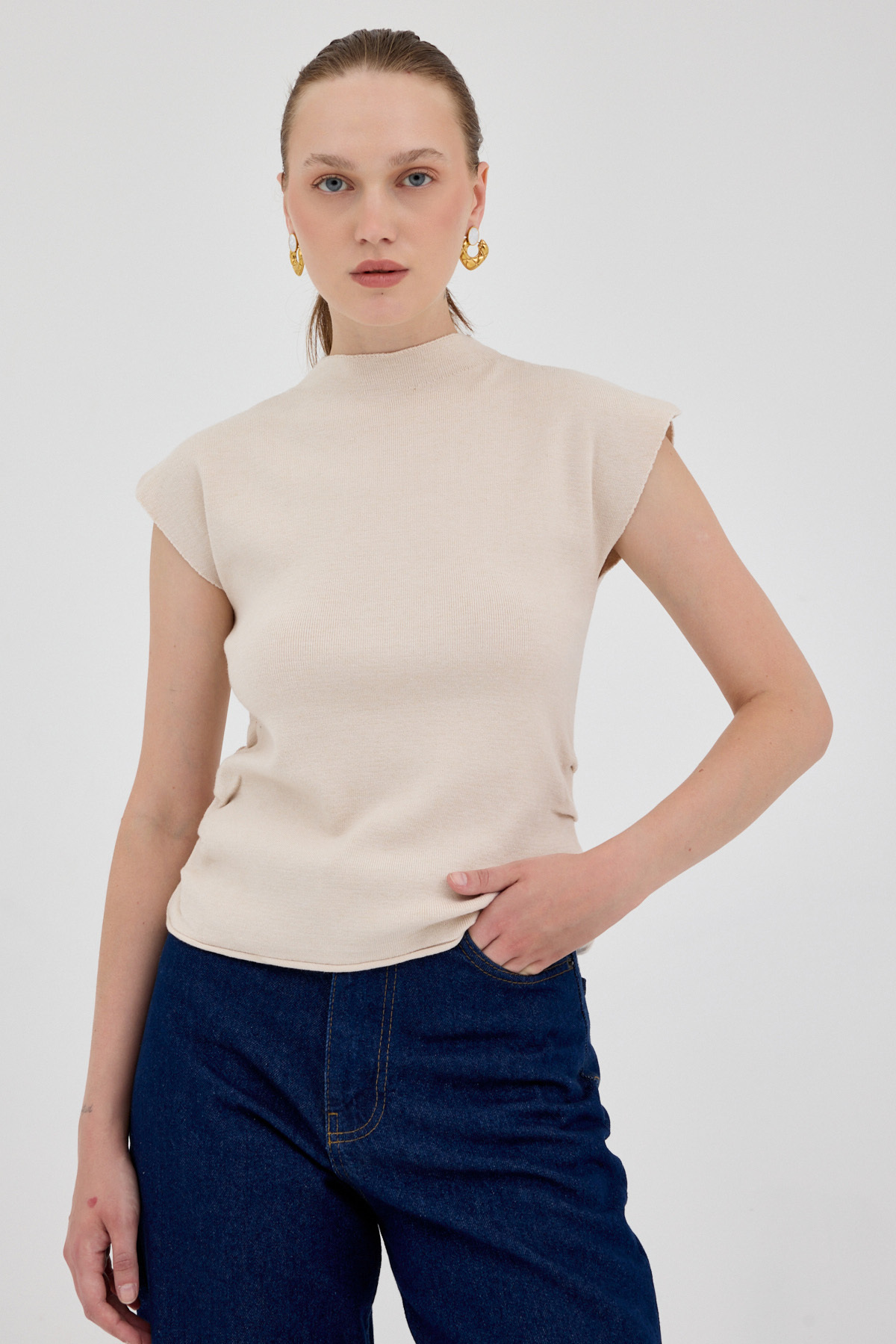 Taş Yanları Büzgülü Triko Bluz 2306 - RAYS