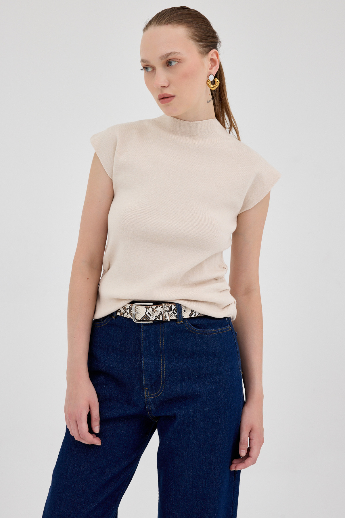 Taş Yanları Büzgülü Triko Bluz 2306 - 6