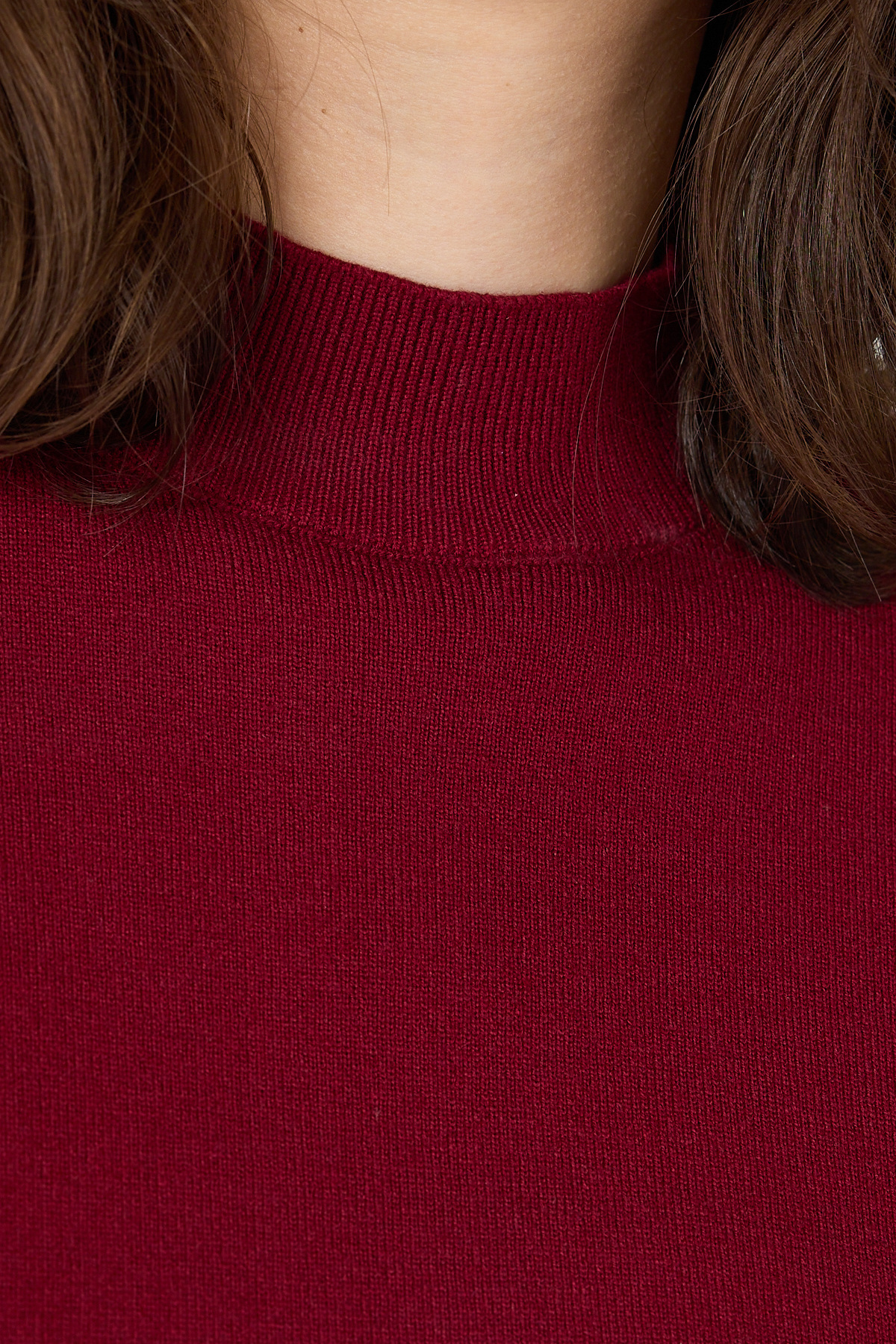 Bordo Yarım Balıkçı Yaka Kısa Kollu Kadın Triko Bluz 2308 - 4