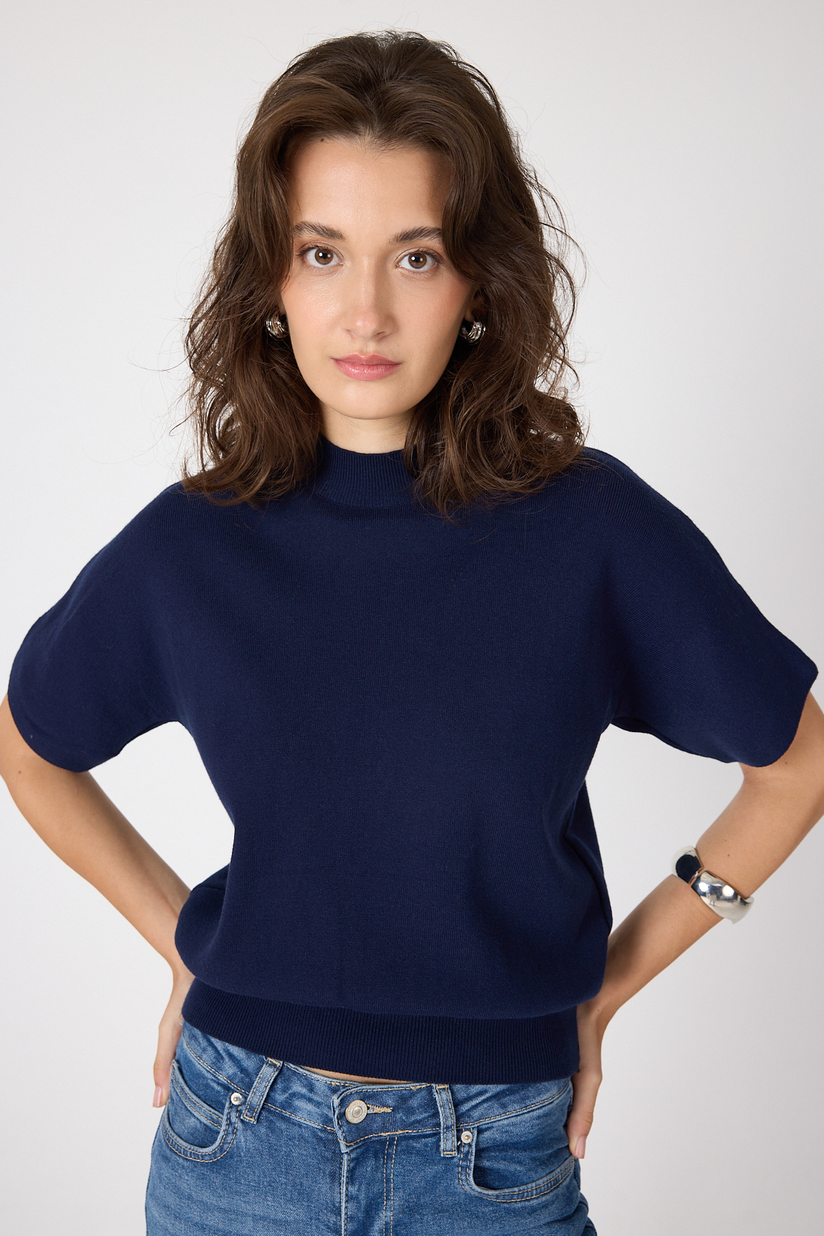 Laci Yarım Balıkçı Yaka Kısa Kollu Kadın Triko Bluz 2308 - RAYS