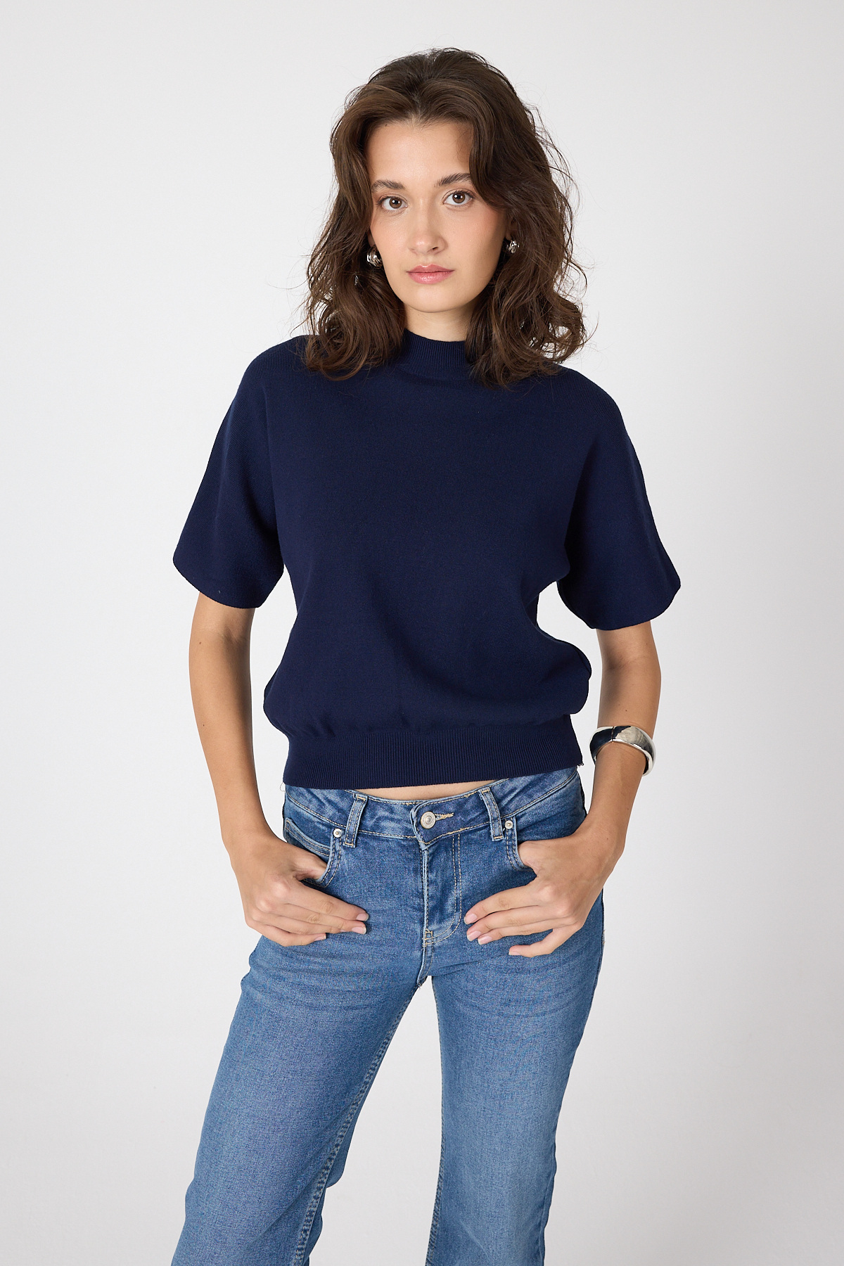 Laci Yarım Balıkçı Yaka Kısa Kollu Kadın Triko Bluz 2308 - RAYS