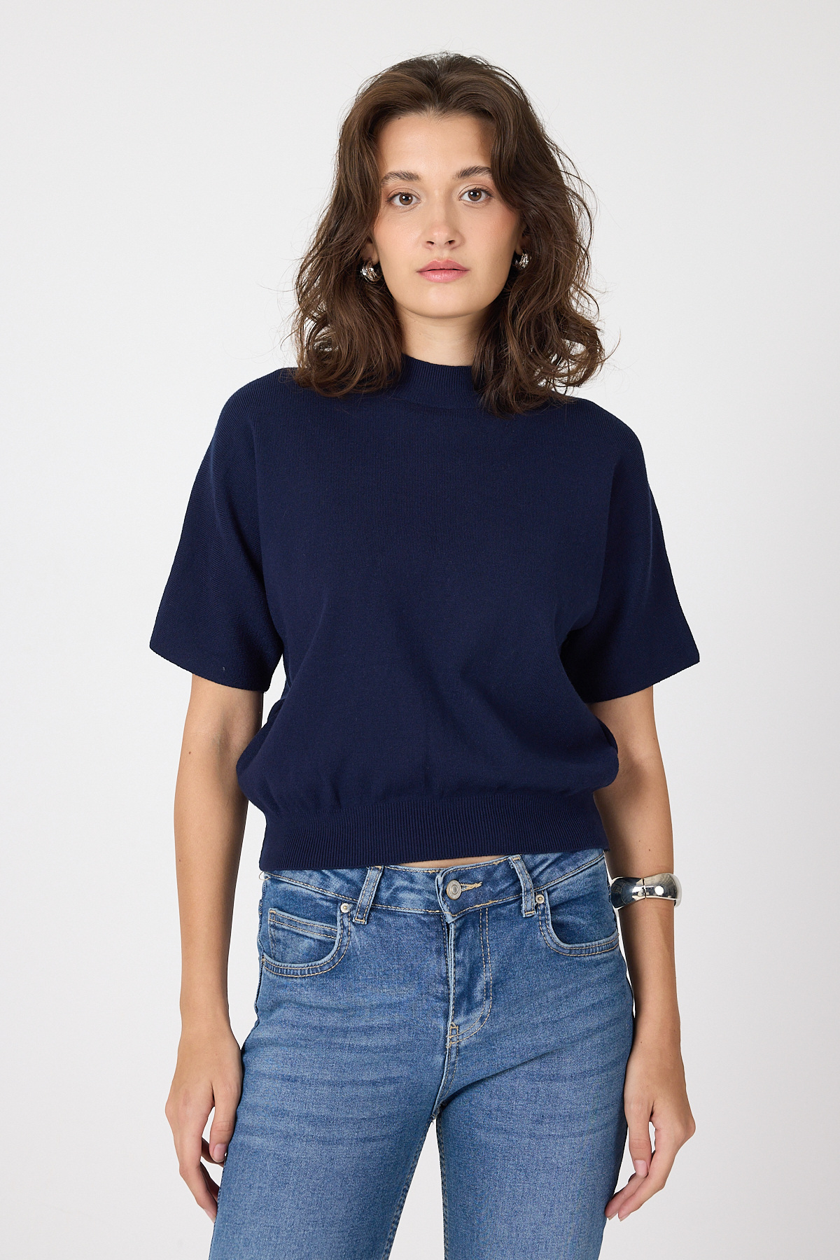 Laci Yarım Balıkçı Yaka Kısa Kollu Kadın Triko Bluz 2308 - 6