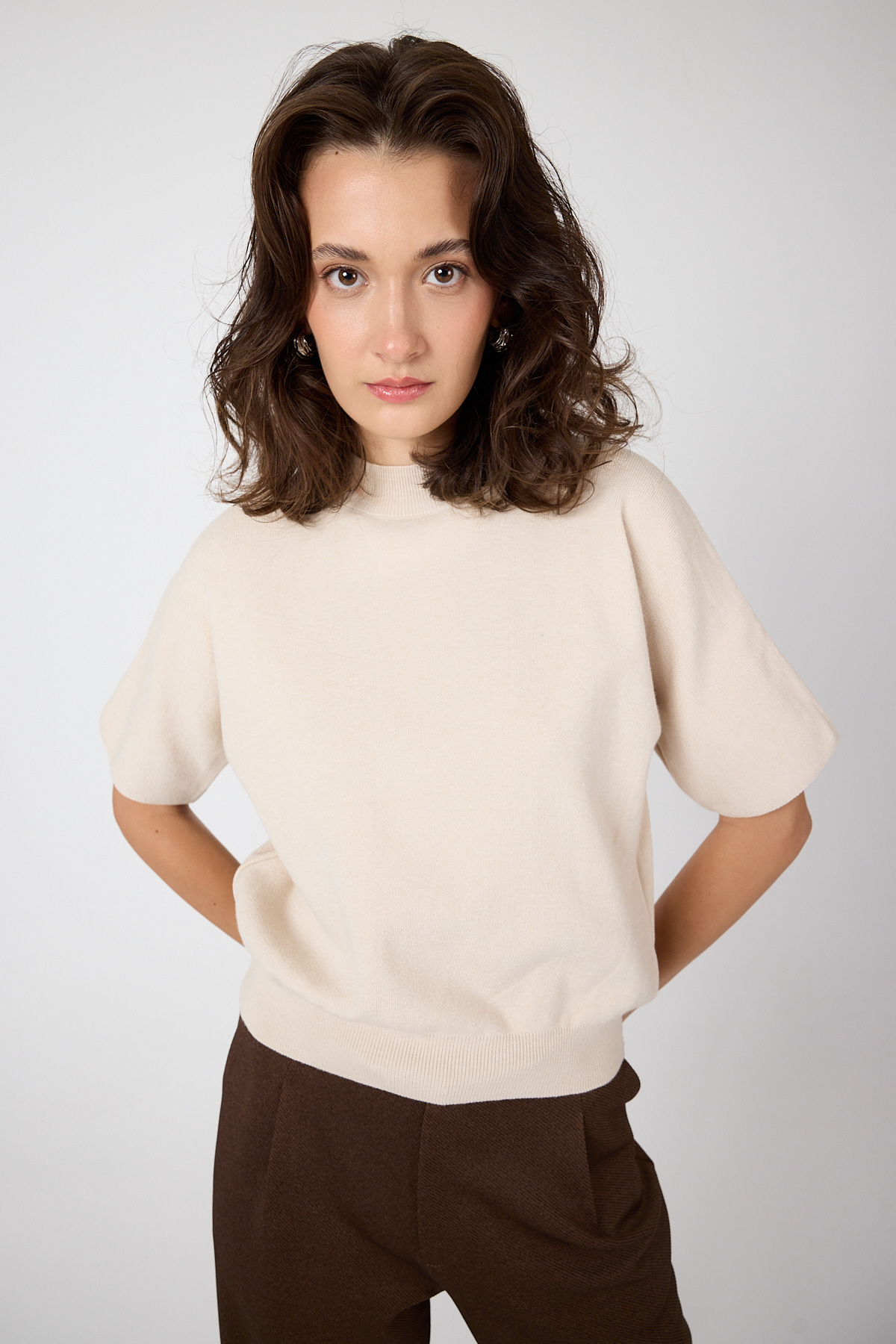 Taş Yarım Balıkçı Yaka Kısa Kollu Kadın Triko Bluz 2308 - 2