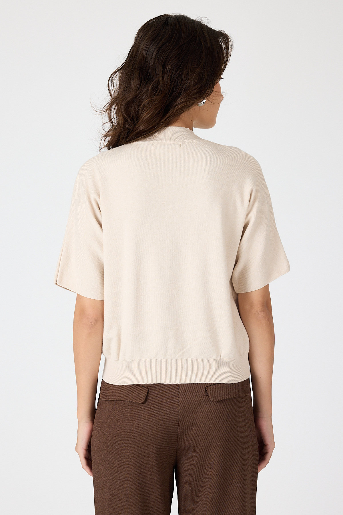 Taş Yarım Balıkçı Yaka Kısa Kollu Kadın Triko Bluz 2308 - 5