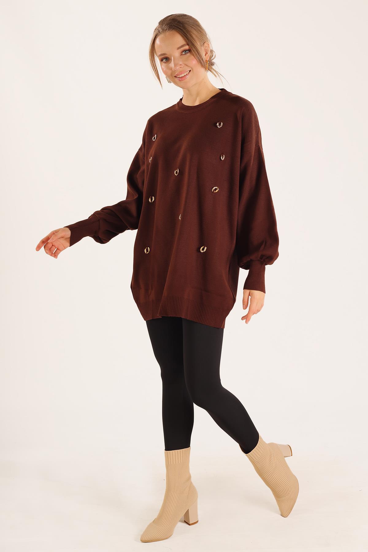 23149 Aksesuar Detay Kazak Kahve - 3