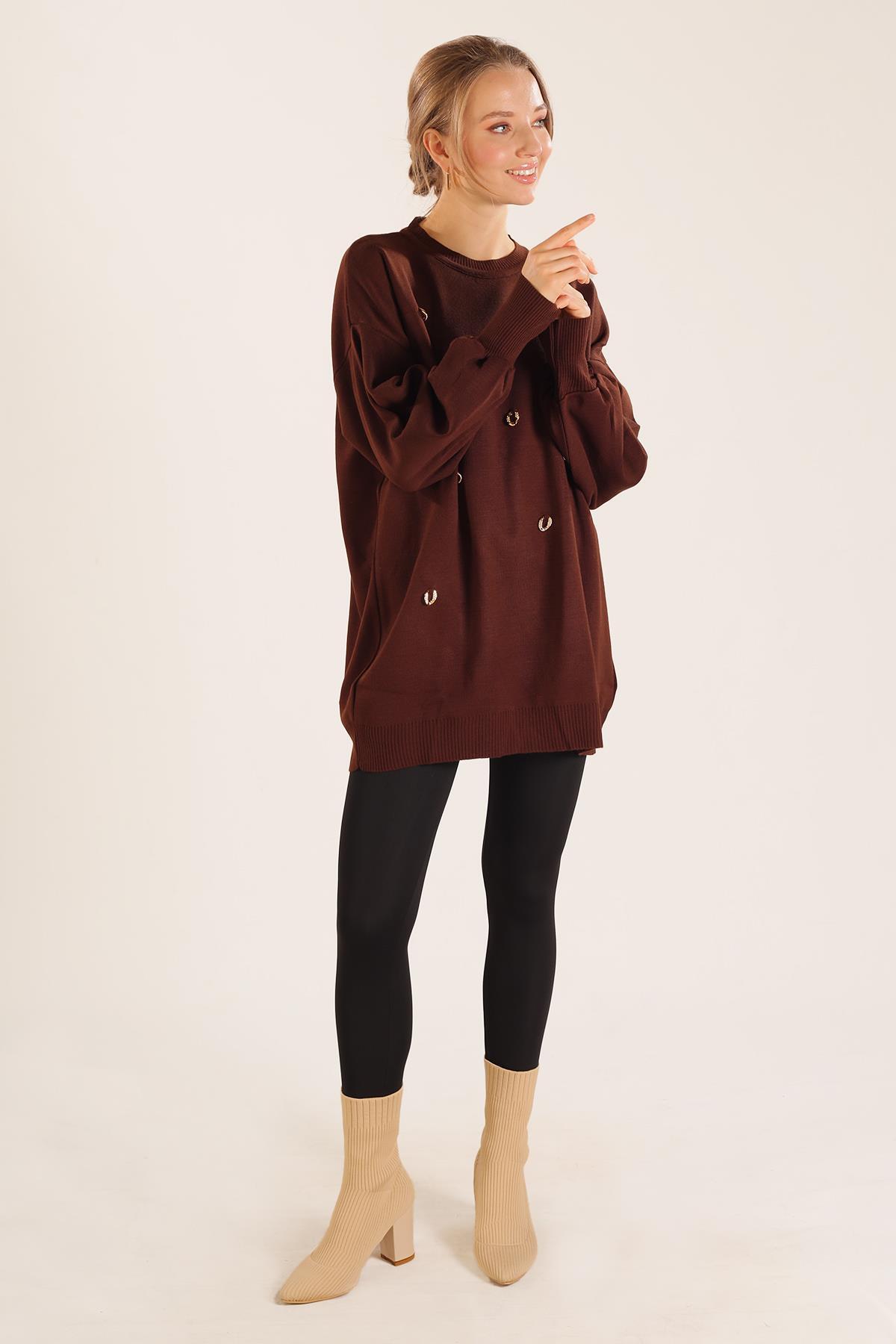 Kahve Aksesuar Detay Kazak 23149 - 2