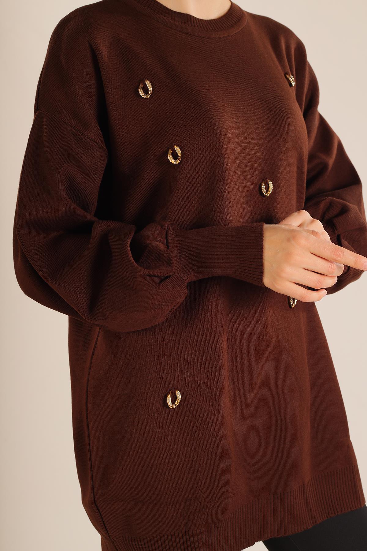 Kahve Aksesuar Detay Kazak 23149 - 6