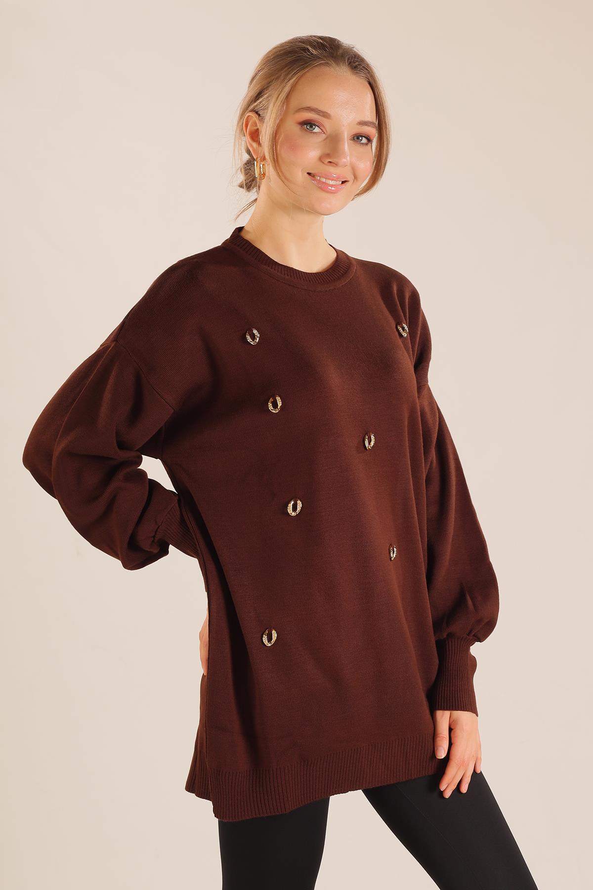 Kahve Aksesuar Detay Kazak 23149 - 7