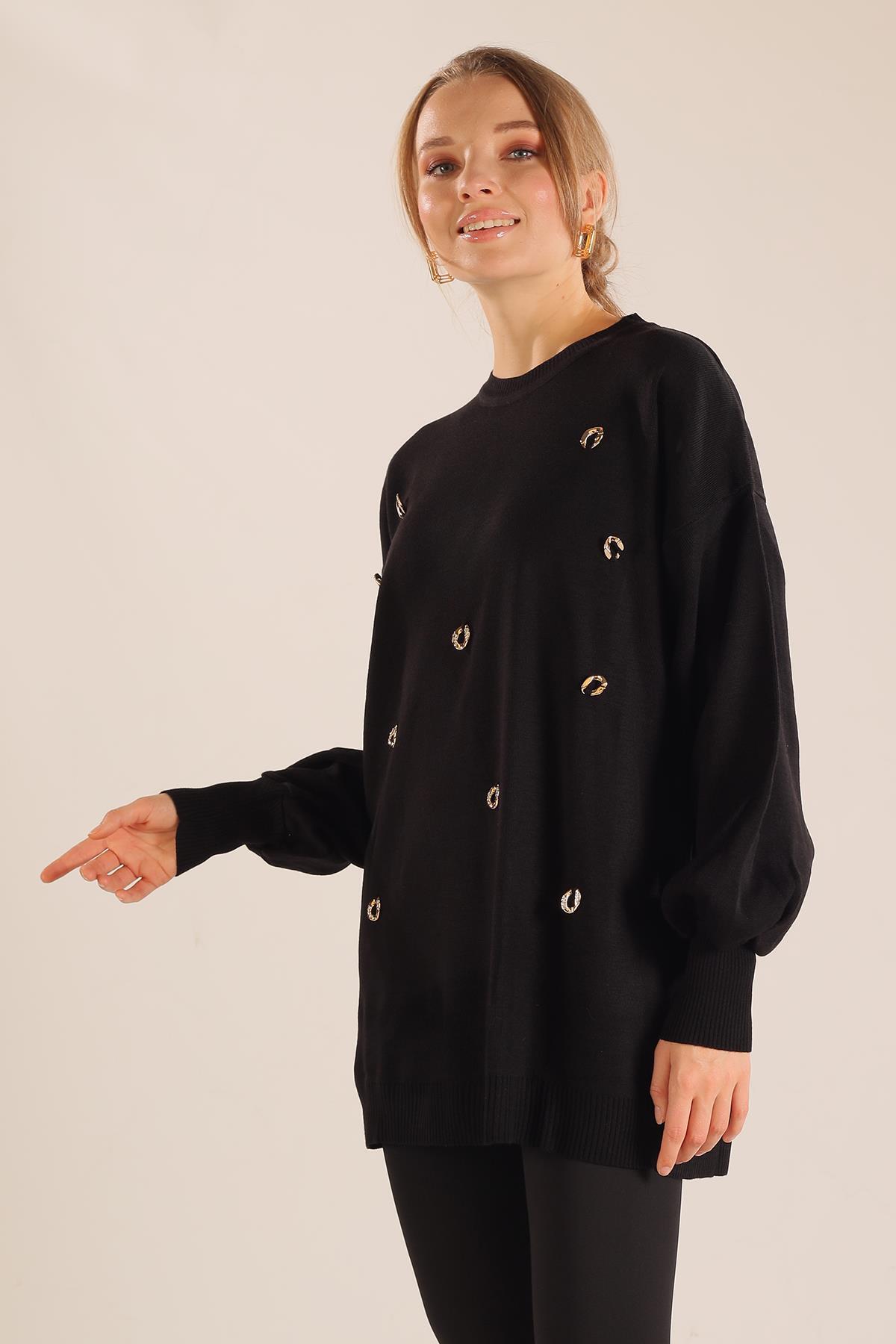 Siyah Aksesuar Detay Kazak 23149 - 2