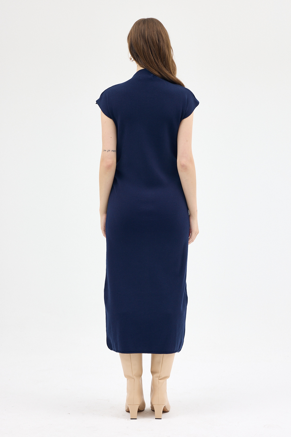 Laci Büzgü Detaylı Triko Midi Elbise 2317 - 5