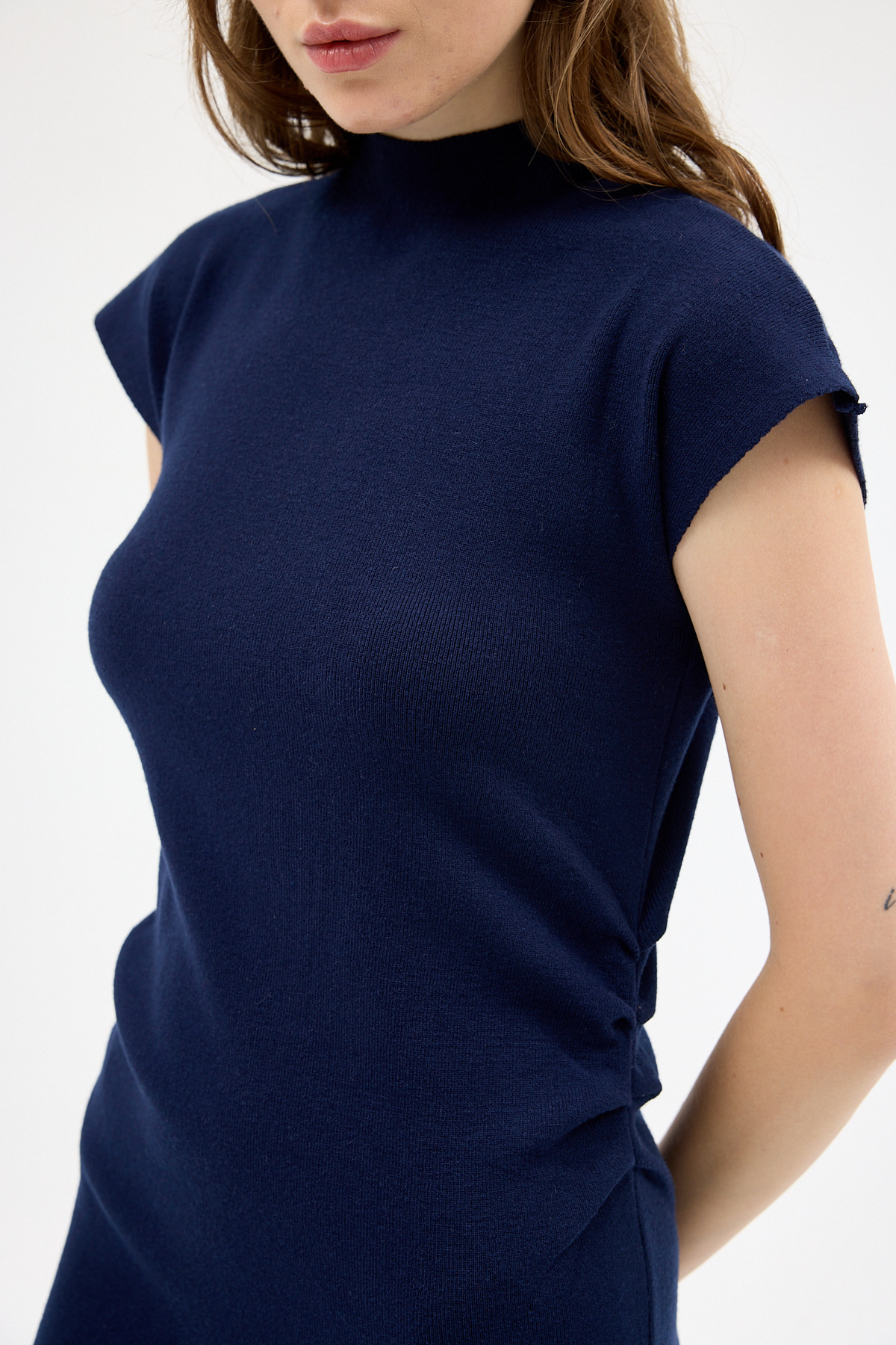 Laci Büzgü Detaylı Triko Midi Elbise 2317 - RAYS