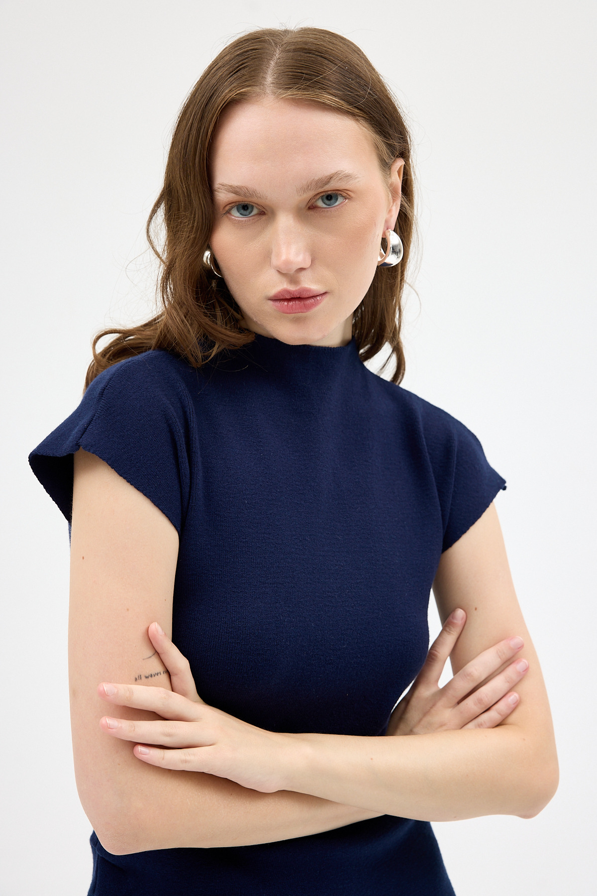 Laci Büzgü Detaylı Triko Midi Elbise 2317 - 6