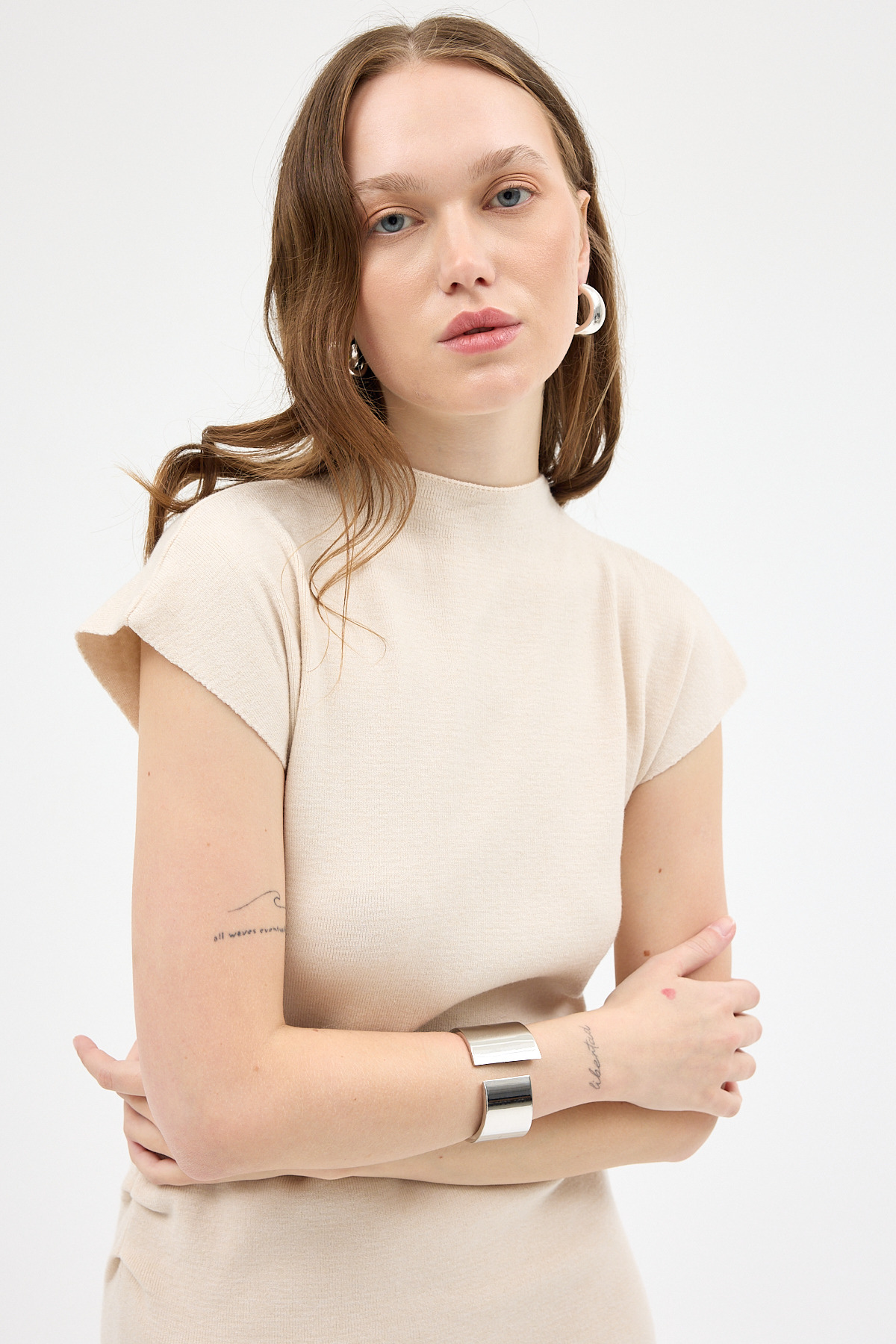 Taş Büzgü Detaylı Triko Midi Elbise 2317 - RAYS