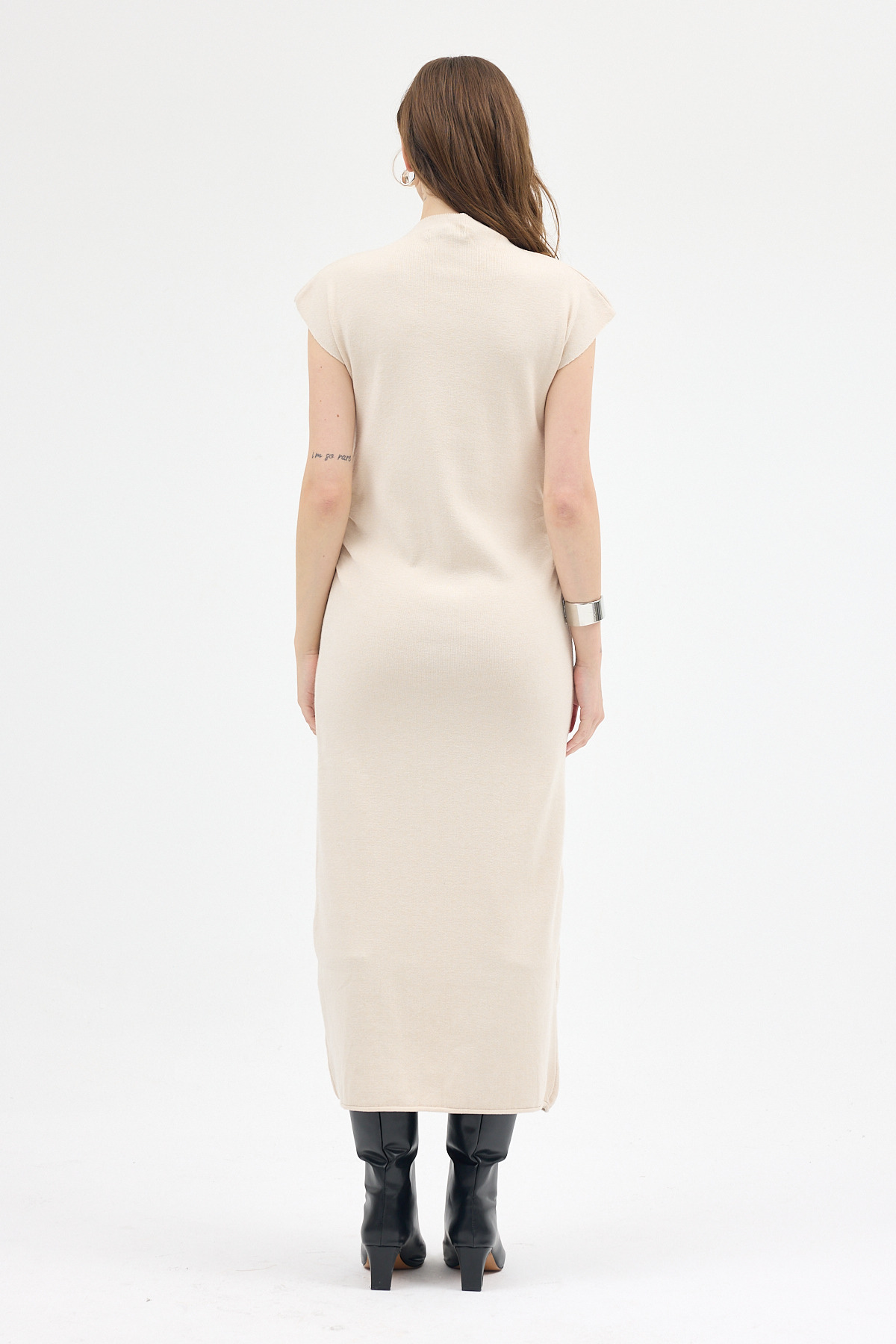 Taş Büzgü Detaylı Triko Midi Elbise 2317 - 5