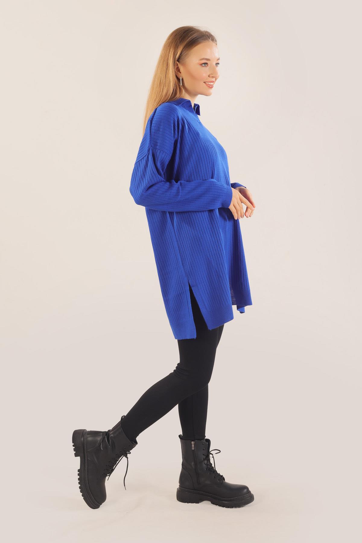 Saks Polo Yaka Fitilli Kazak 23214 - 2