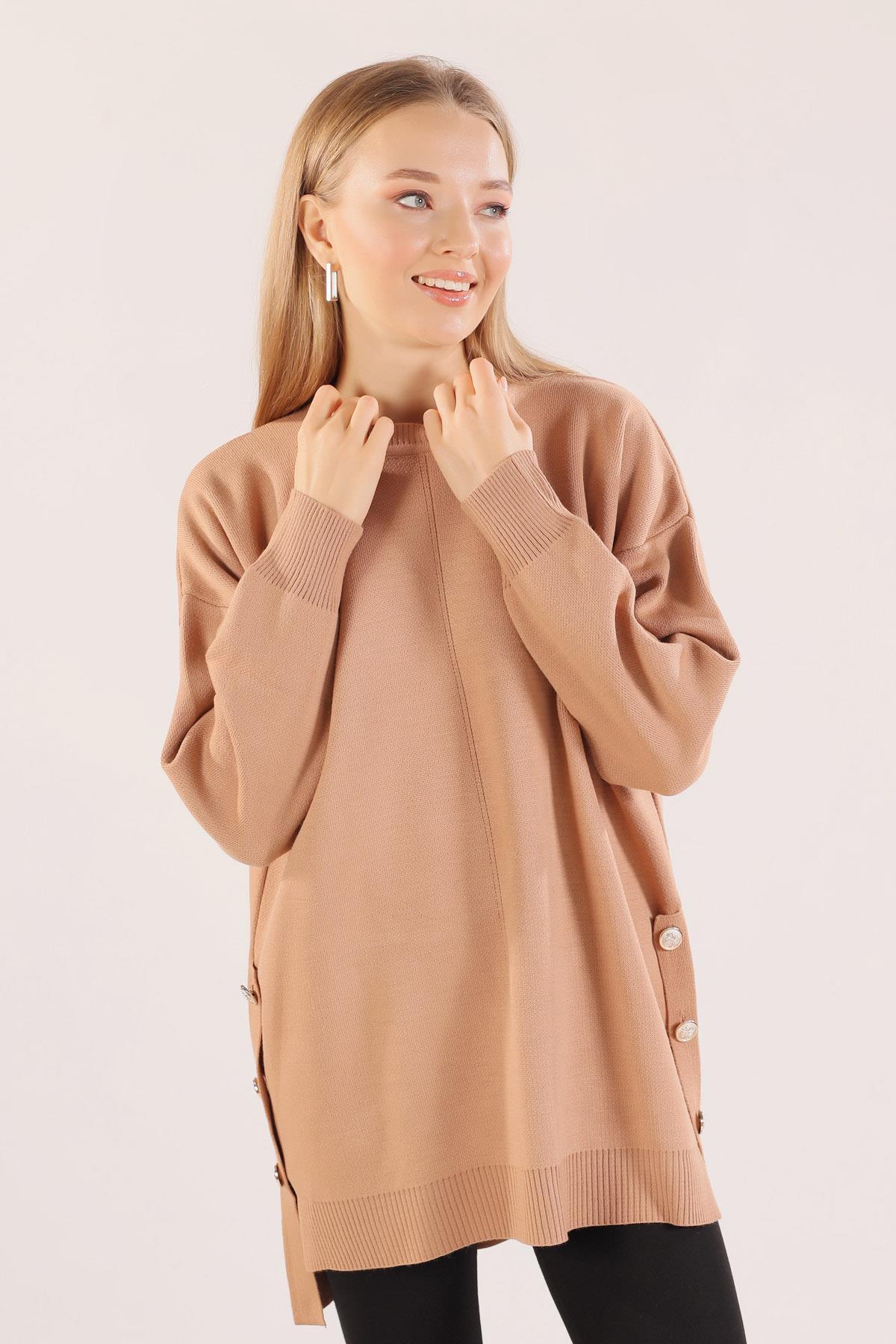 23247 Etek Düğme Detay Kazak Bisküvi - 1