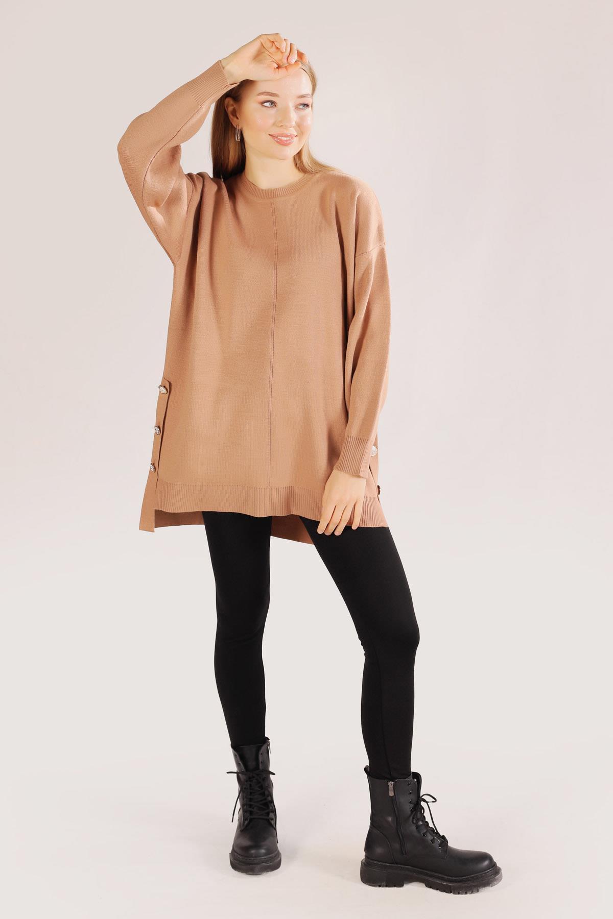 23247 Etek Düğme Detay Kazak Bisküvi - 3