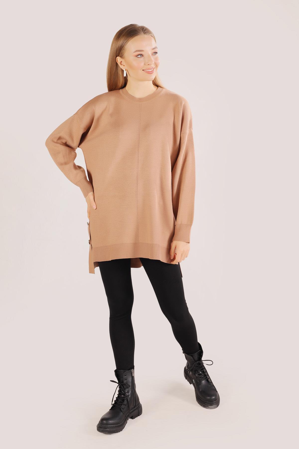 23247 Etek Düğme Detay Kazak Bisküvi - 2