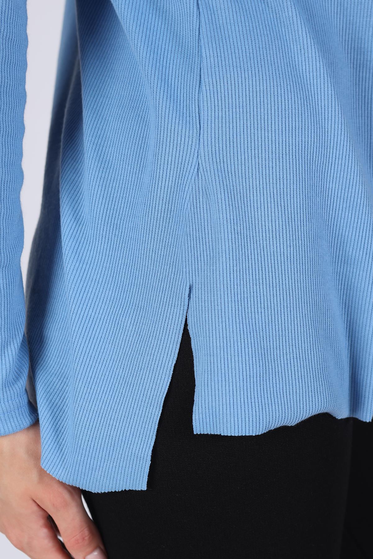 Mavi V Yaka Uzun Kol Kaşkorse Tunik 2325 - 4